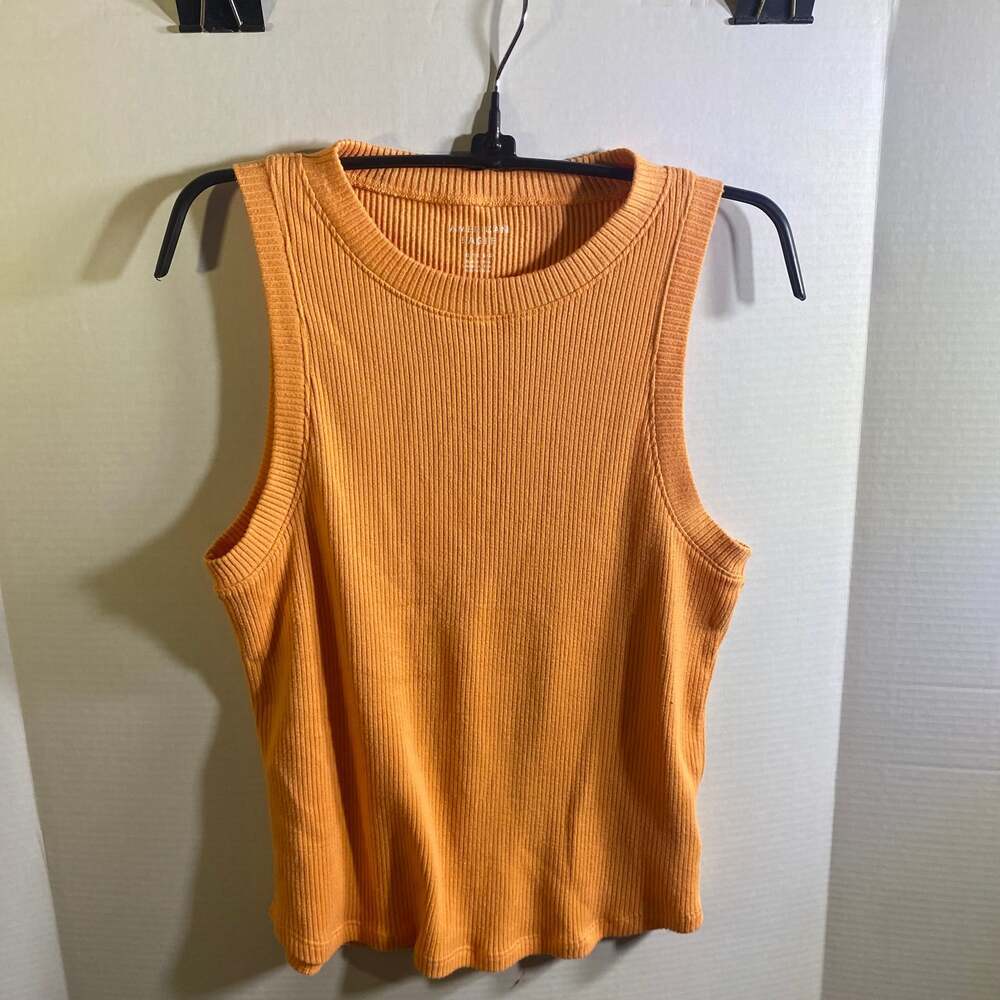 Aerie‎ Ribbed Button Up Tank Top Orange